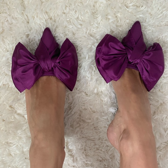 Satin Bow kitten heels in Raspberry - Picture 5 of 6